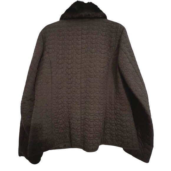 NWT John Paul Richard Uniform Quilted Black Jacket Silk Faux Fur Pockets PL - Picture 3 of 14